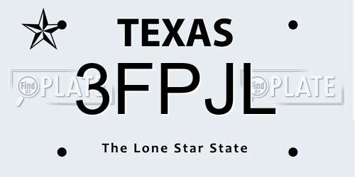 3FPJL Texas License Plate