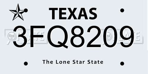 3FQ8209 Texas License Plate
