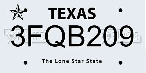 3FQB209 Texas License Plate