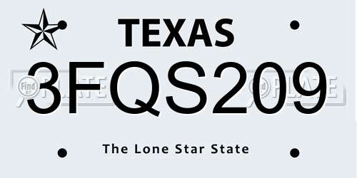 3FQS209 Texas License Plate