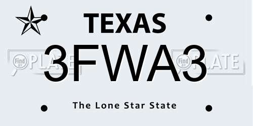 3FWA3 Texas License Plate