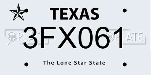 3FX061 Texas License Plate