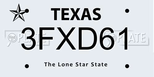 3FXD61 Texas License Plate