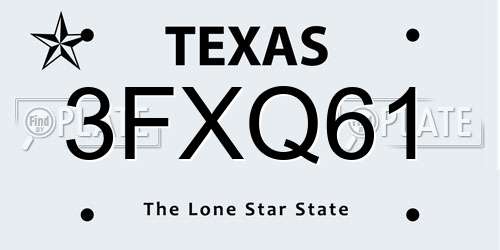 3FXQ61 Texas License Plate