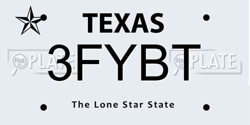 3FYBT Texas License Plate