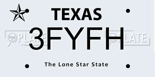 3FYFH Texas License Plate