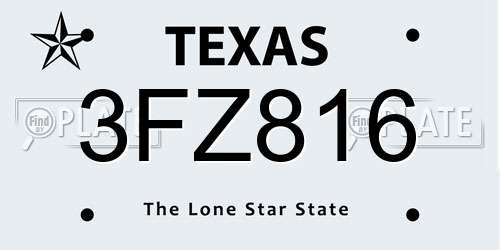 3FZ816 Texas License Plate
