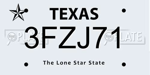 3FZJ71 Texas License Plate