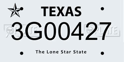 3G00427 Texas License Plate