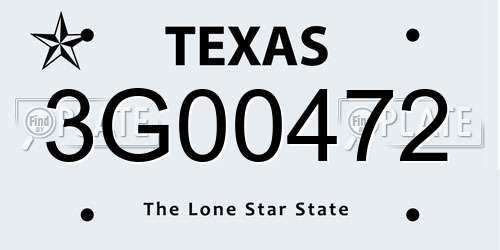 3G00472 Texas License Plate