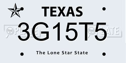 3G15T5 Texas License Plate