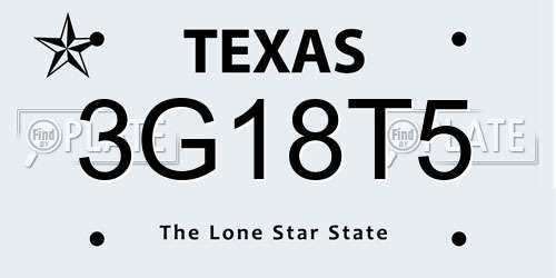 3G18T5 Texas License Plate