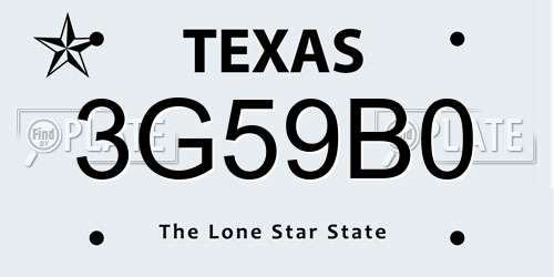 3G59B0 Texas License Plate