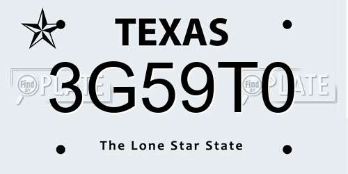 3G59T0 Texas License Plate