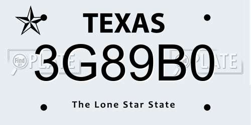 3G89B0 Texas License Plate