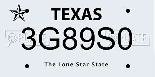 3G89S0 Texas License Plate