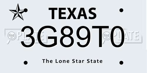 3G89T0 Texas License Plate