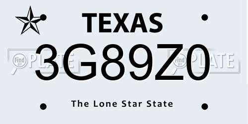 3G89Z0 Texas License Plate