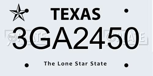 3GA2450 Texas License Plate