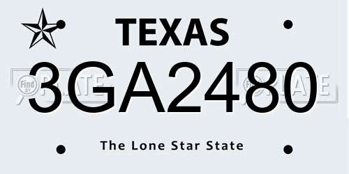 3GA2480 Texas License Plate