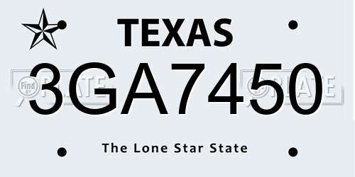 3GA7450 Texas License Plate