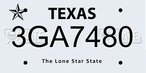 3GA7480 Texas License Plate