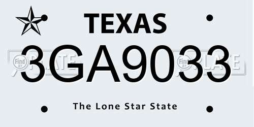 3GA9033 Texas License Plate