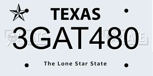 3GAT480 Texas License Plate