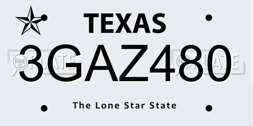 3GAZ480 Texas License Plate