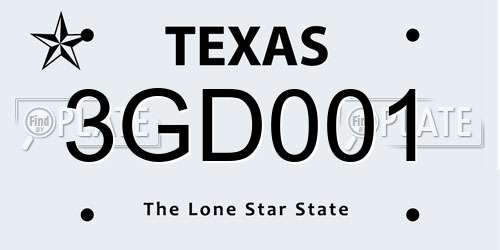 3GD001 Texas License Plate
