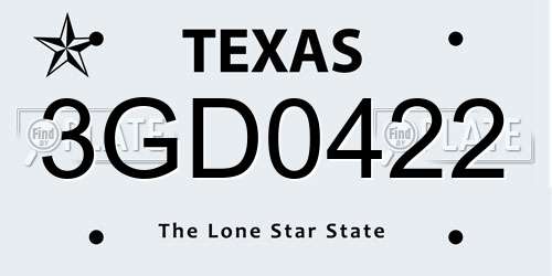 3GD0422 Texas License Plate