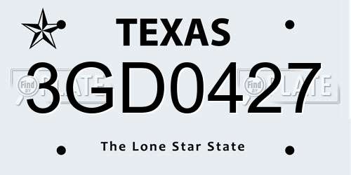3GD0427 Texas License Plate