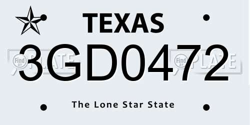 3GD0472 Texas License Plate