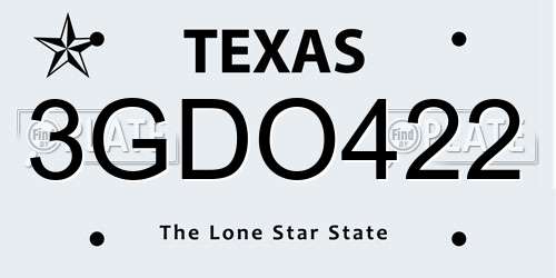 3GDO422 Texas License Plate