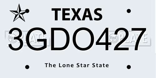 3GDO427 Texas License Plate