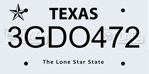3GDO472 Texas License Plate