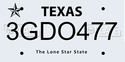 3GDO477 Texas License Plate