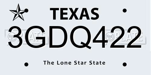 3GDQ422 Texas License Plate