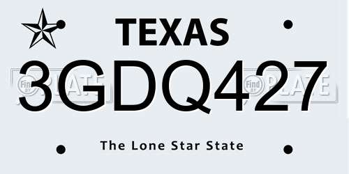 3GDQ427 Texas License Plate