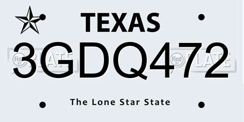 3GDQ472 Texas License Plate