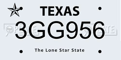 3GG956 Texas License Plate