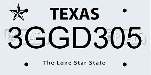 3GGD305 Texas License Plate