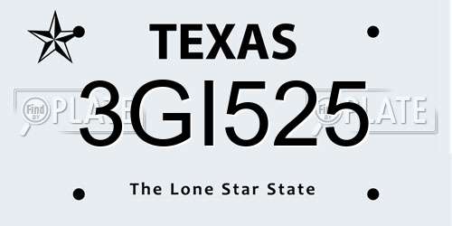 3GI525 Texas License Plate