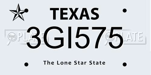 3GI575 Texas License Plate