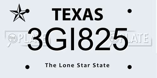 3GI825 Texas License Plate