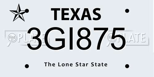 3GI875 Texas License Plate