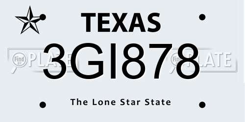 3GI878 Texas License Plate