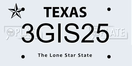 3GIS25 Texas License Plate