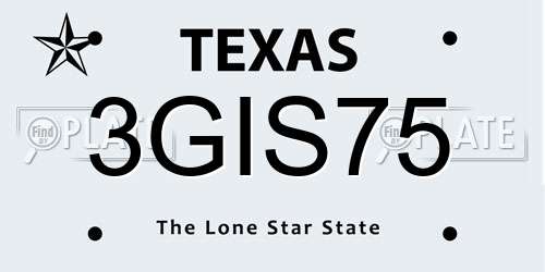 3GIS75 Texas License Plate