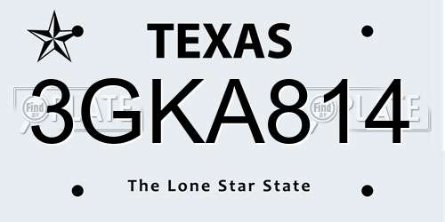 3GKA814 Texas License Plate